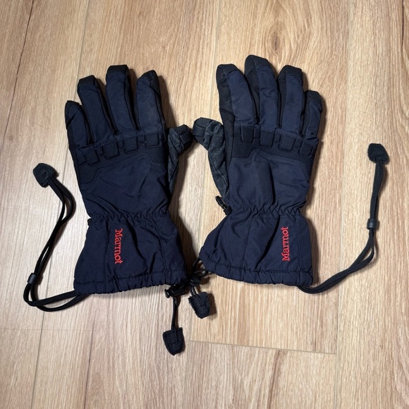 Marmot Black Winter Gloves with Red Logo Men’s Size Large - Picture 1 of 3